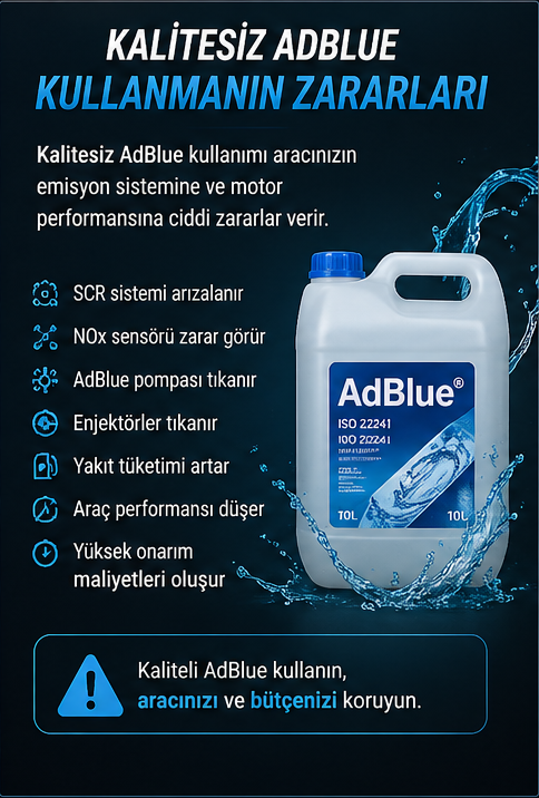 Kalitesiz AdBlue zararları